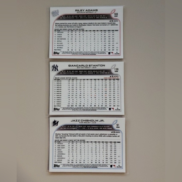 3 - 2022 Topps Chrome Adams, Stanton, and Chisholm Jr. Pink Refractor Cards - Picture 2 of 8